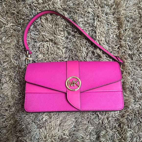 Michael Kors Ladies Medium Greenwich Saffiano Leather Bag In Wild Berry - Picture 1 of 7